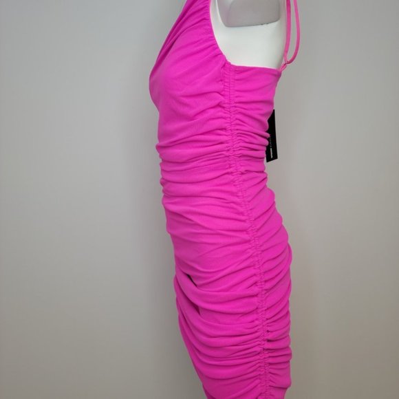 Hot Pink One-Shoulder Dress - Picture 3 of 6